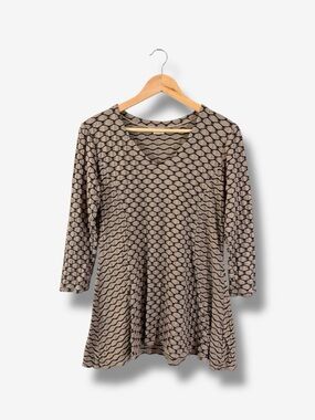 Tianello Peyton Tunic Size S Taupe Brown Honeycomb Lagenlook Asymmetrical Casual